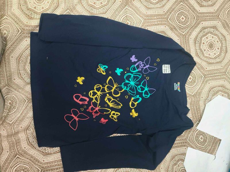 Navy Blue Butterfly full sleeve tshirt for 8-9