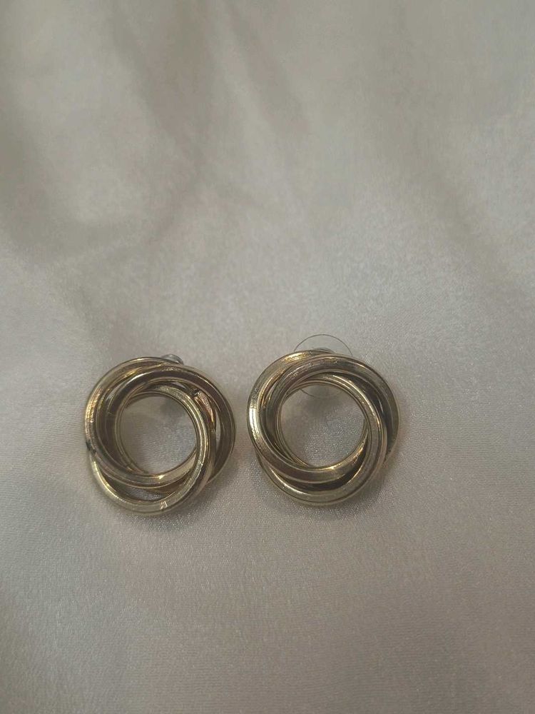 Gold-Tone Interlocking Hoop Earrings