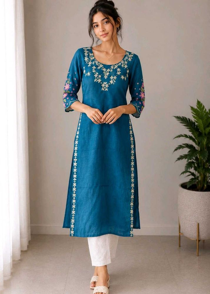 Beautiful Embroidered Teal Kurta