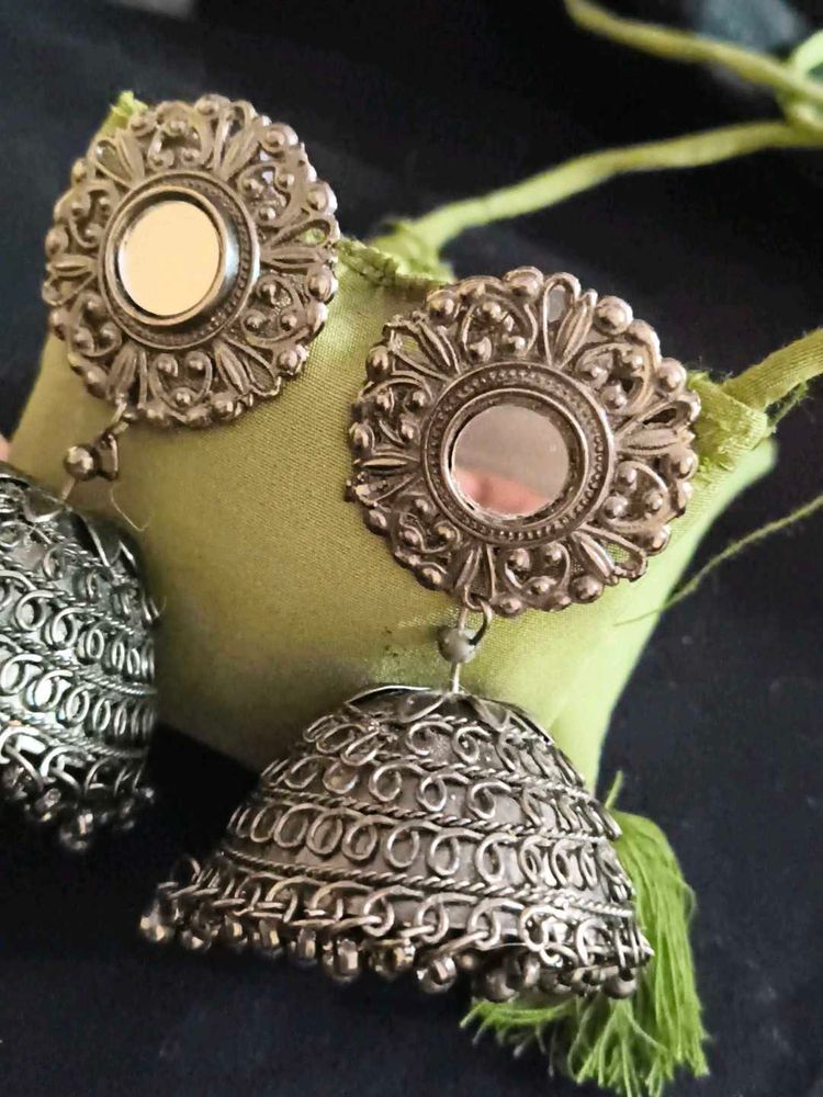 Silver Jhumka Earrings