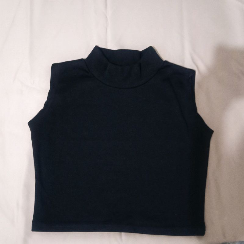 Black Crop Top. High Neck