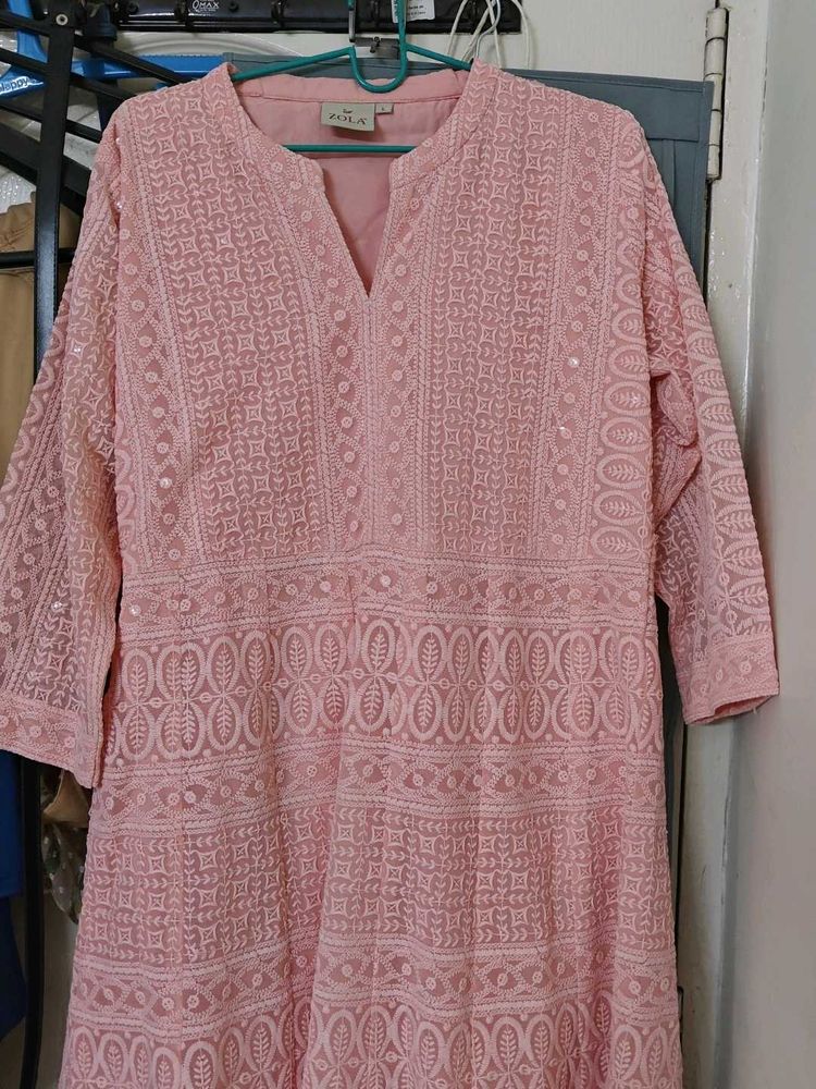 Pink Chikankari Kurta