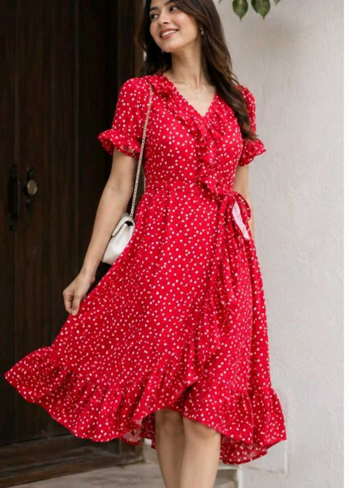 Chic Polka Dot Wrap Dress