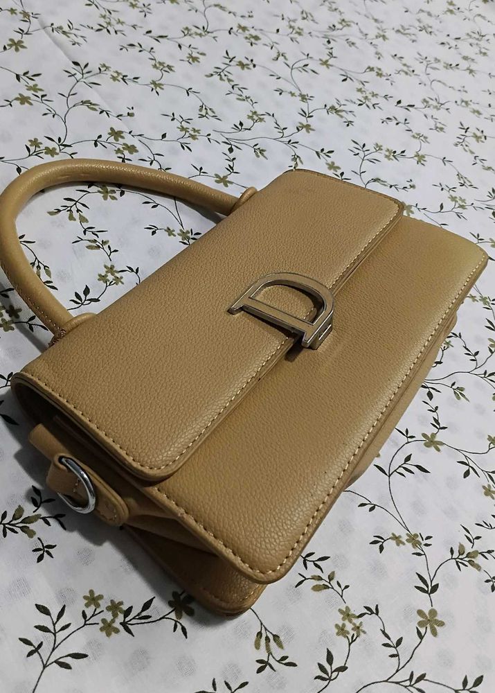 Elegant Tan Faux Leather Handbag