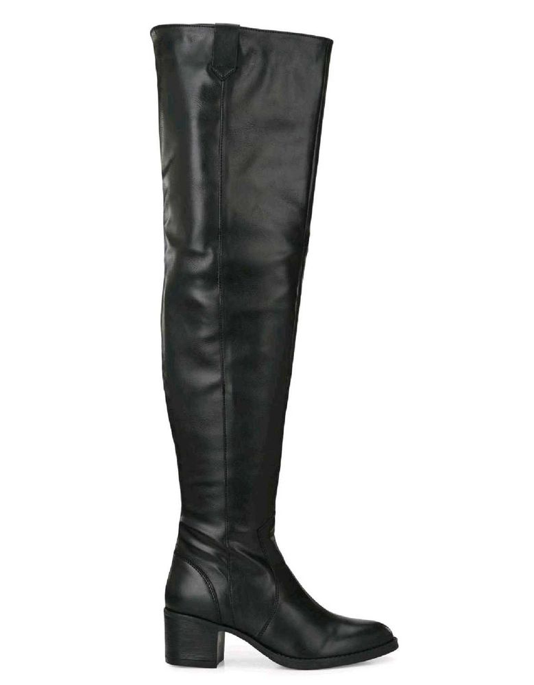 DELIZE Faux Leather Thigh High Comfy Boots