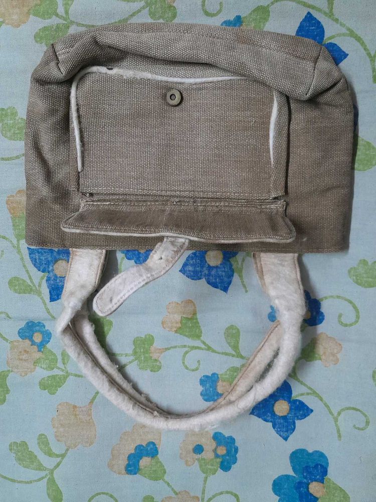 Brown cloth handbag