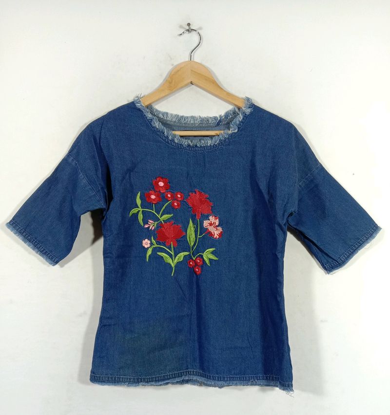 Denim Blue Casual Top (Women's)