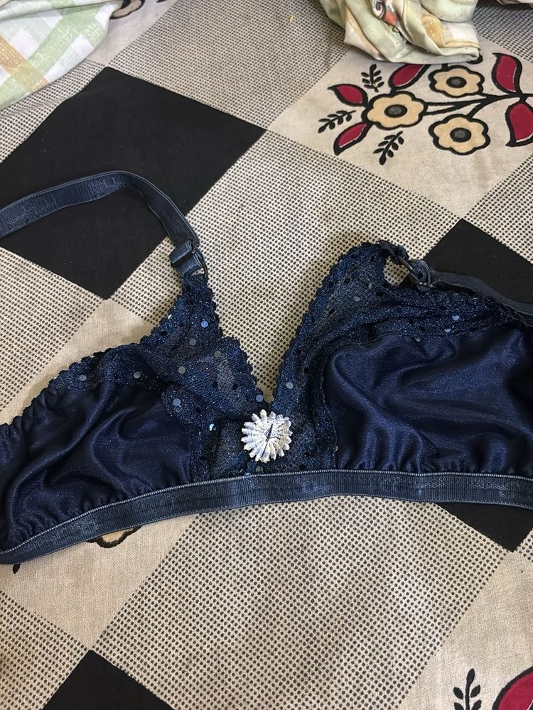 Blue net bra