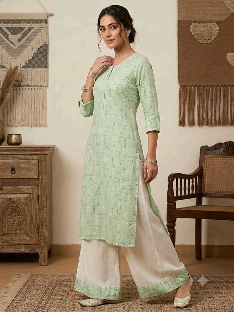 Green Printed Kurta
