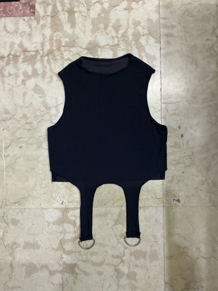 Navy blue Sheer mesh tank top