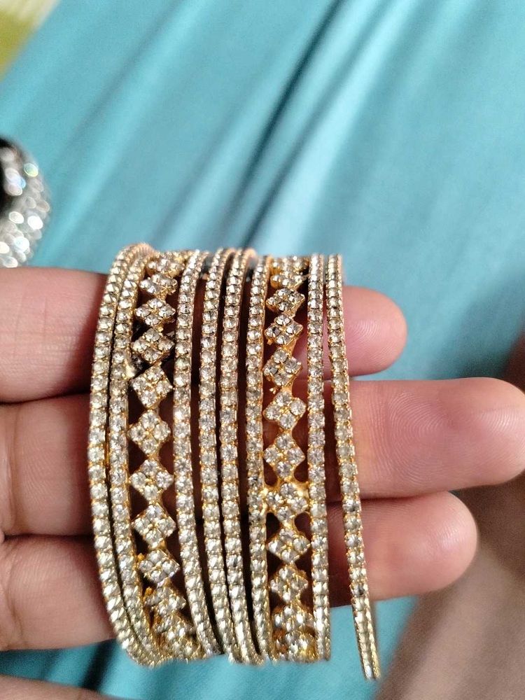 Sparkling Diamond Bangles Set