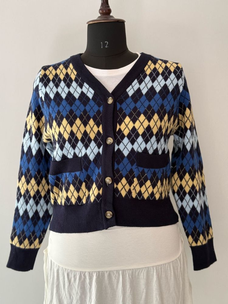 Argyle Knit Cardigan