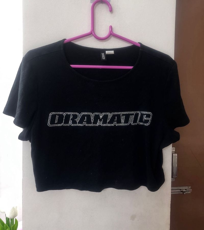 H&amp;M Sparkly Dramatic Crop Top