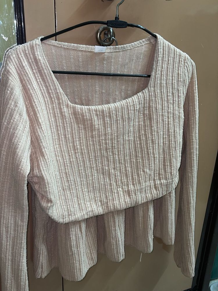 Ribbed Square Neck Cropped Top