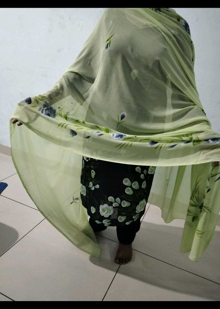 Light Green Floral Dupatta