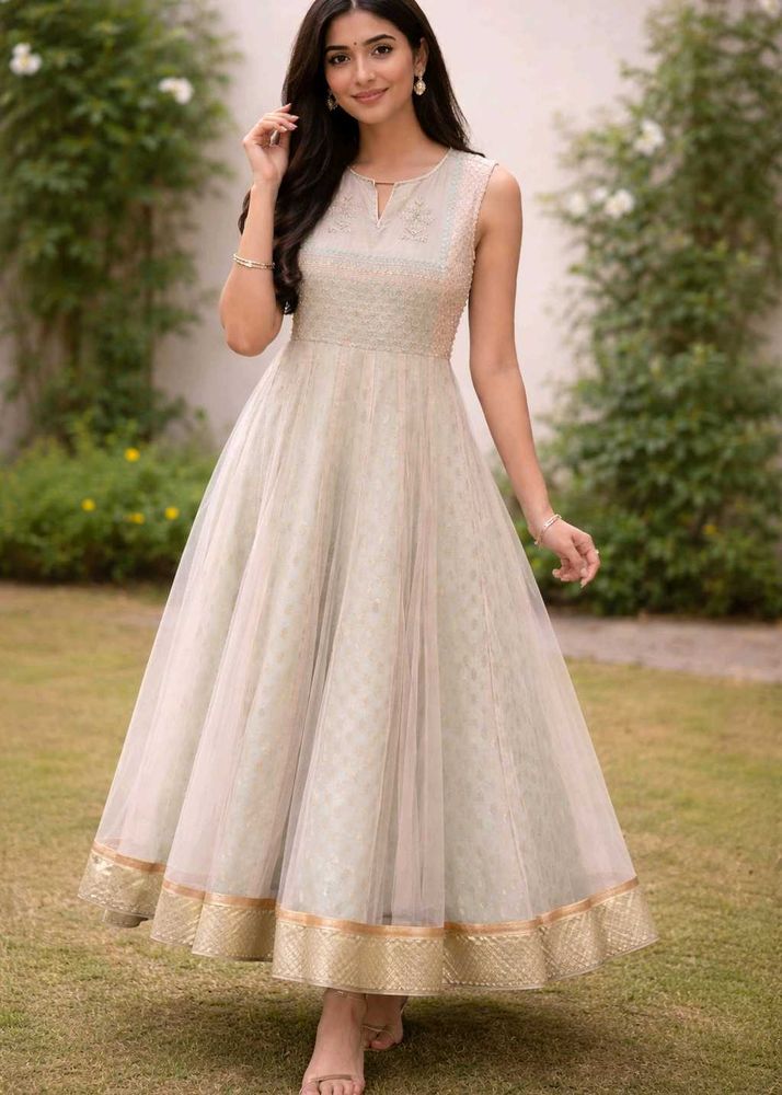 Elegant Cream Ethnic Gown
