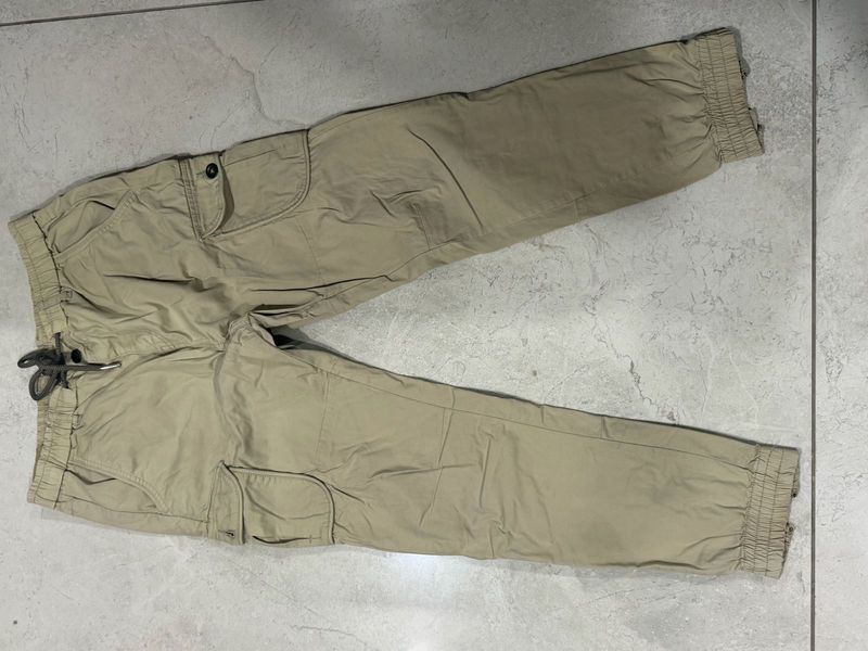 Max Men's Beige Drawstring Cargo Pants