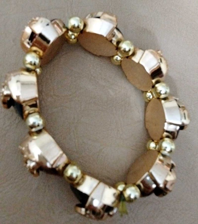 Multicolour Chunky Gold Tone Bracelet