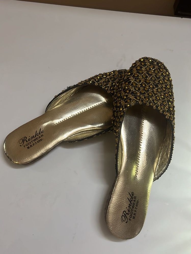 Embellished Golden Flats