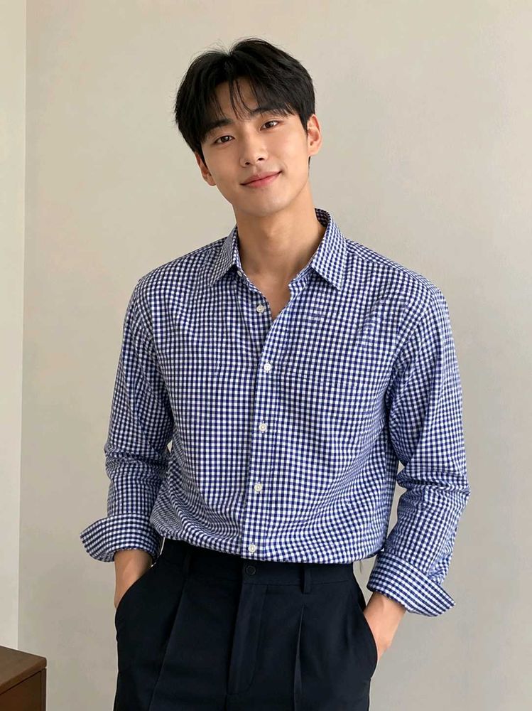 Blue Gingham Long Sleeve Shirt