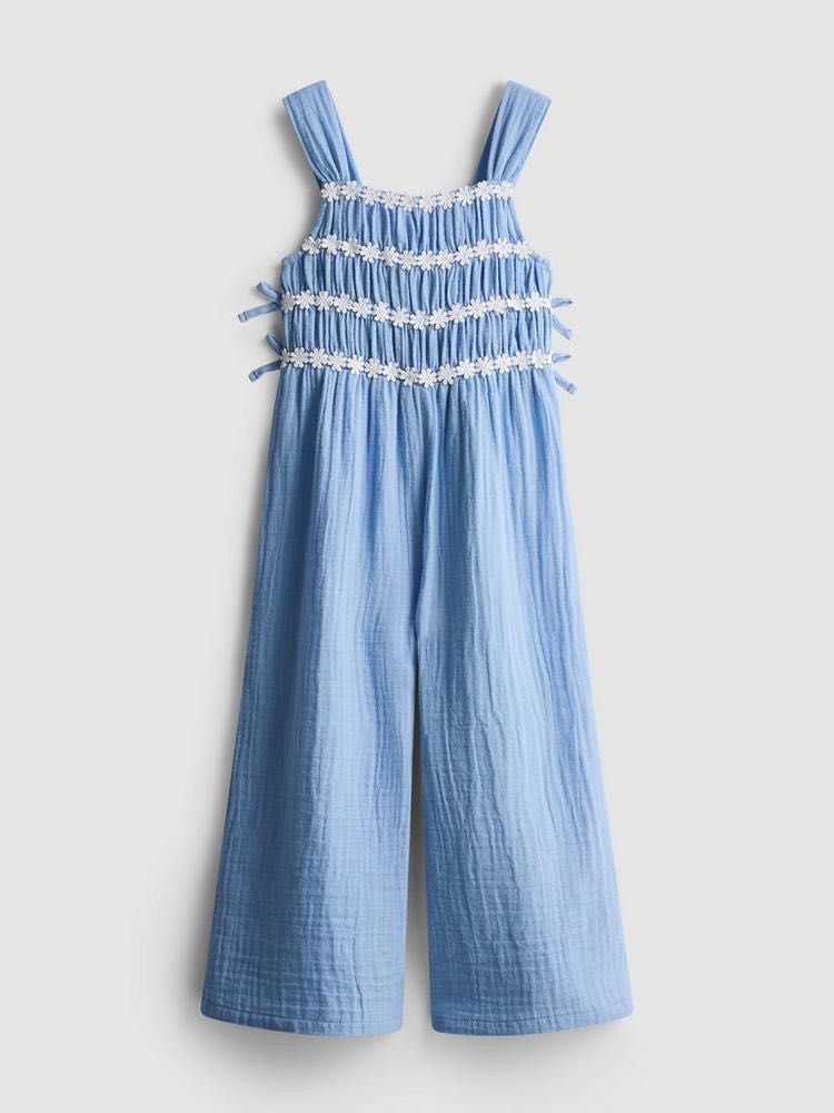 Chic Blue Smocked Jumpsuit