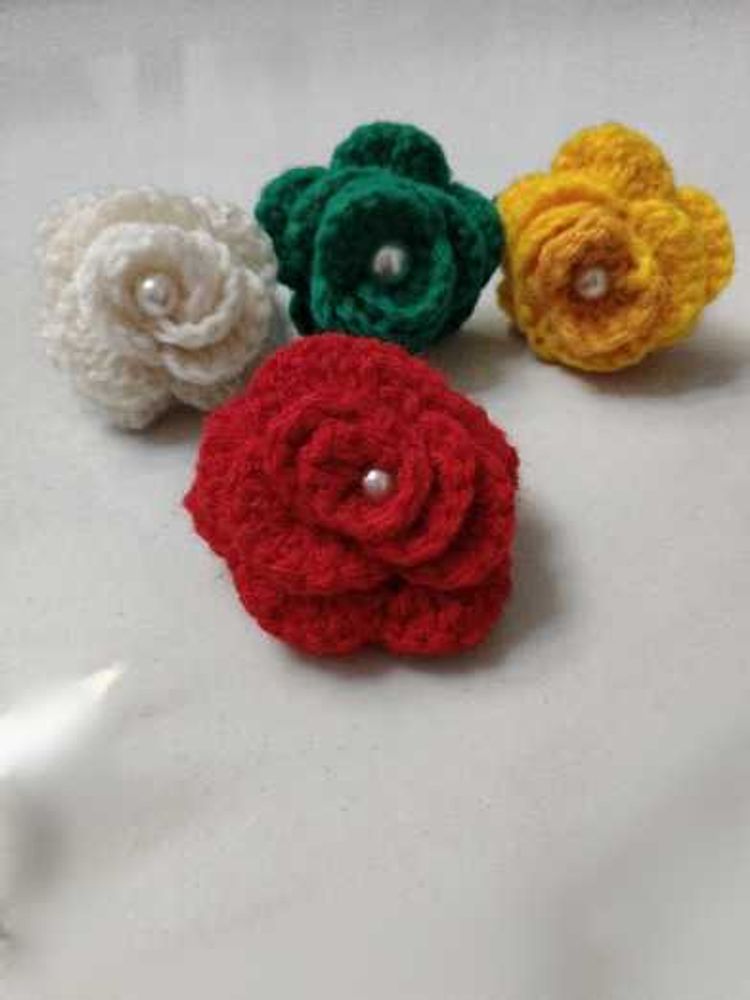 Crochet Flower Hair Clips - Set of Four