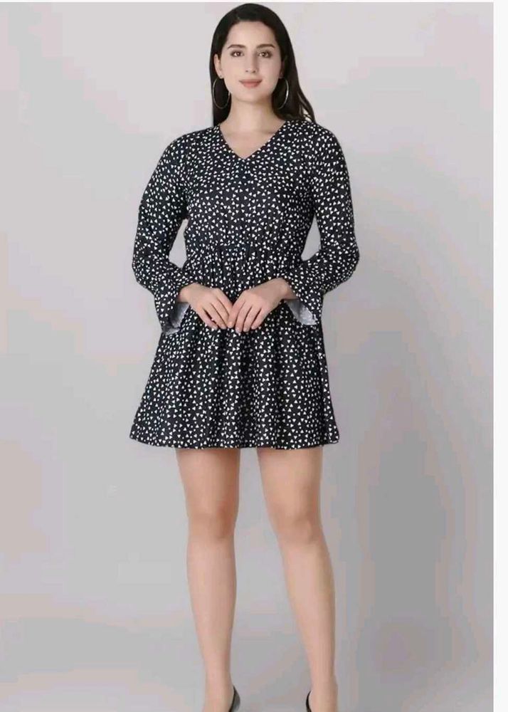 Black &amp; White Print Mini Dress