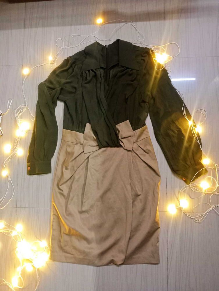 Olive &amp; Beige Color Block Dress