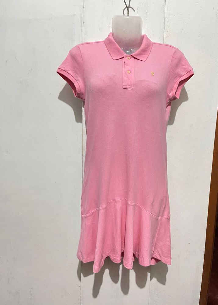 Length-32,,Pink Polo Shirt Dress