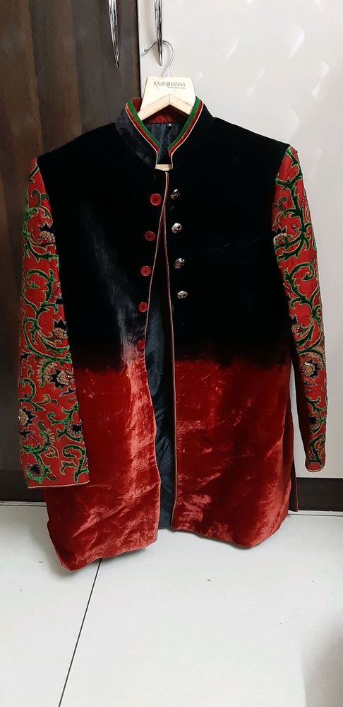 maroon n black sherwani