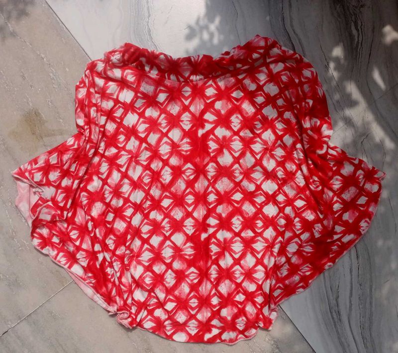 Red &amp; White Printed Skirt with Shorts Inside | 57