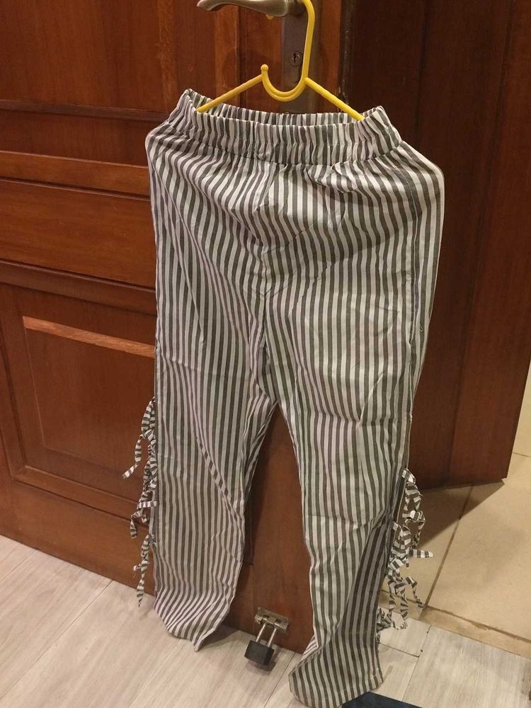 Striped Palazzo Pants with Tassel Detail