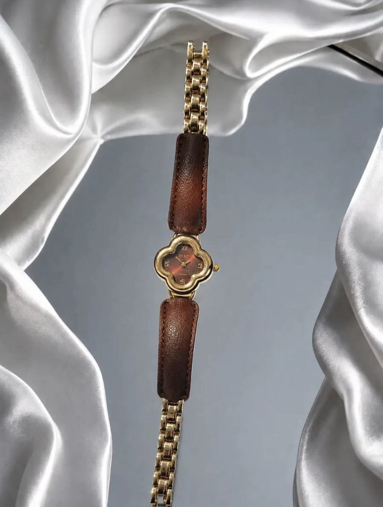 Elegant Gold &amp; Brown Leather Watch