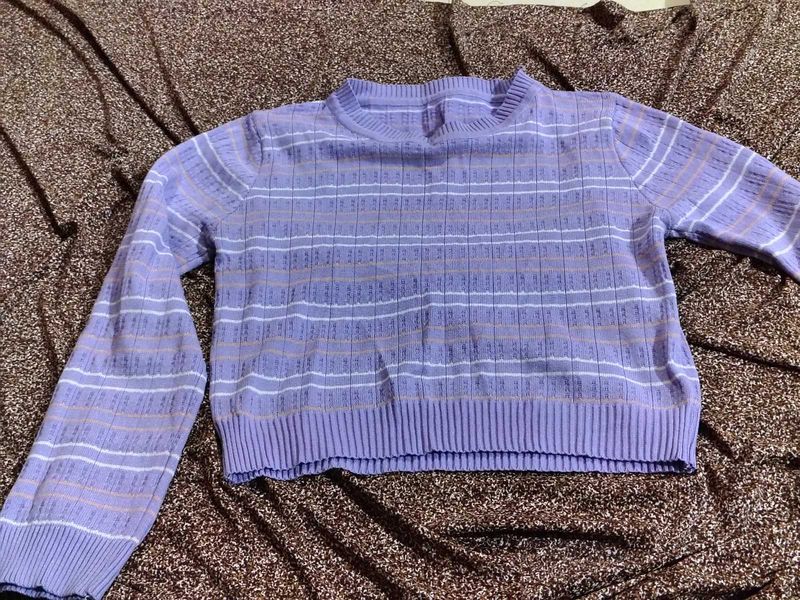 Lavender Striped Knit Sweater