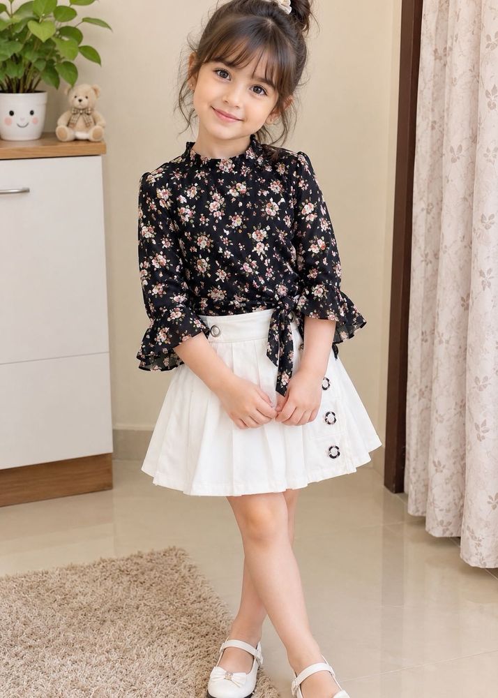 Cute Floral Top and Skirt Set