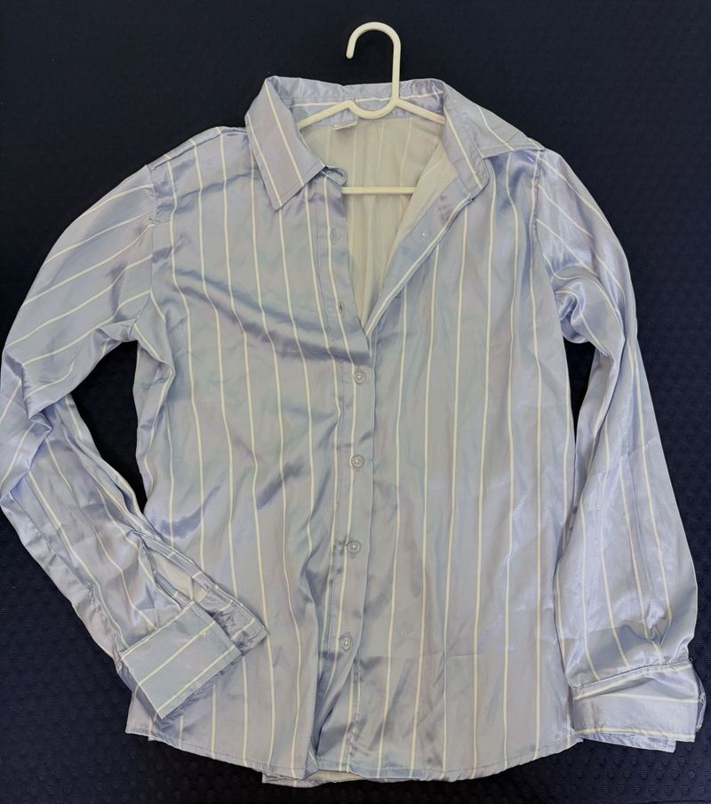 Light Blue Striped Button-Up Shirt
