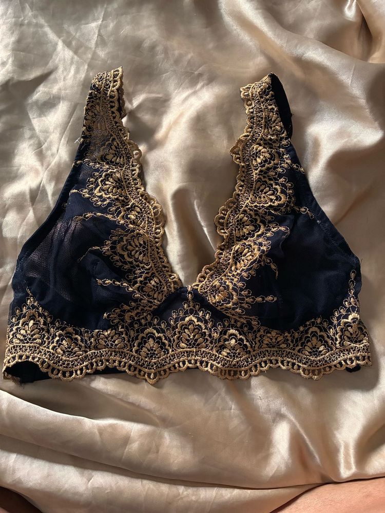 Elegant Navy Lace Bra