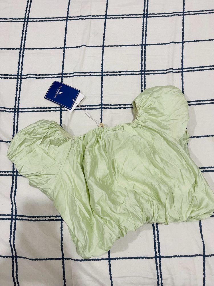 Green Puff Sleeve Top