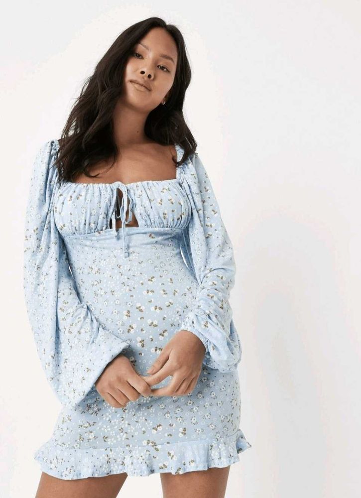 Light Blue Floral Mini Dress