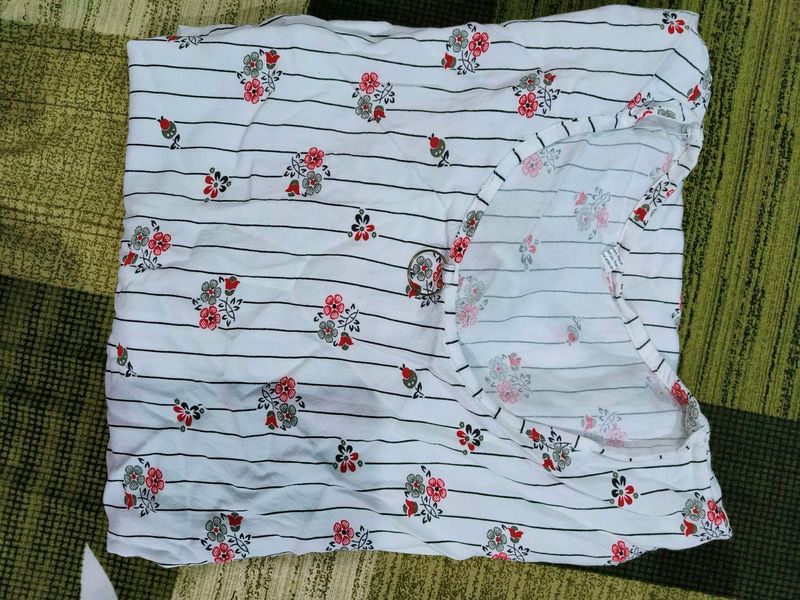 White Floral Print Kurti