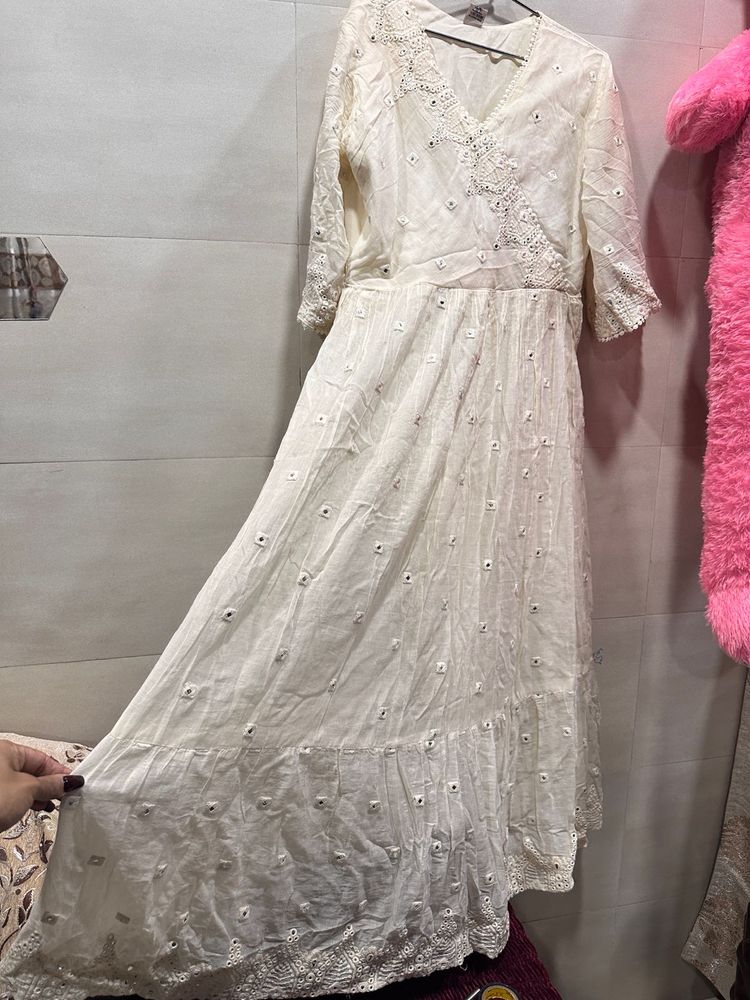 Elegant White Embroidered Dress