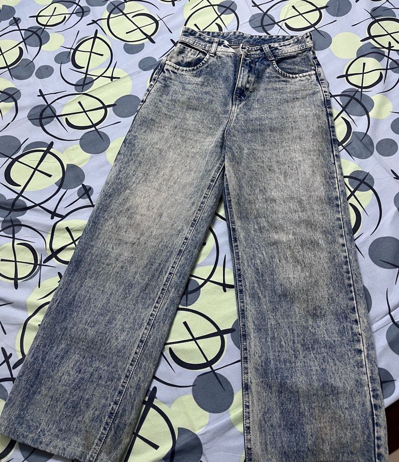 Acid Wash Wide Leg Jeans