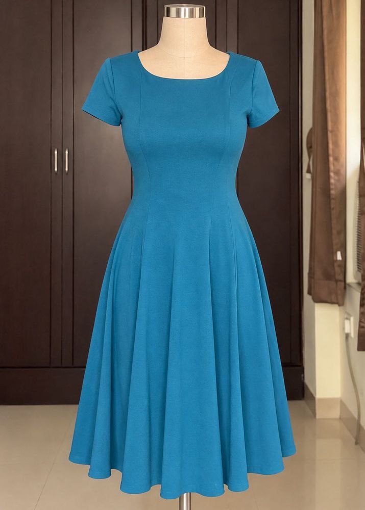 Classic Blue Fit and Flare Dress