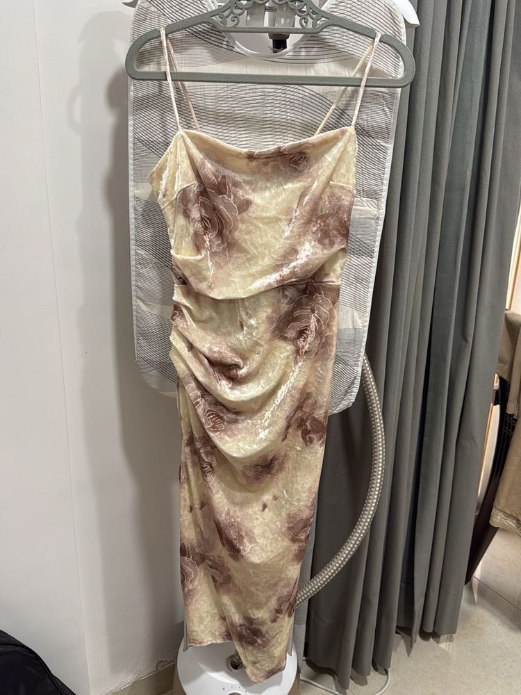 Brown &amp; Beige Tie-Dye Slip Dress