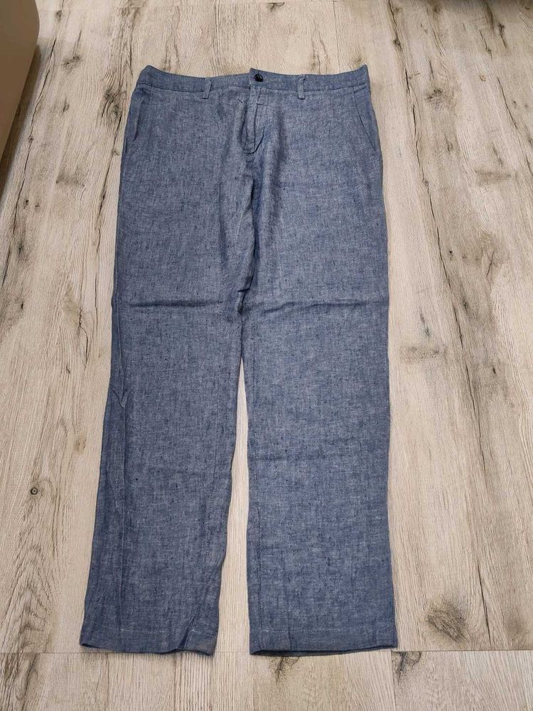 Ma6083 Blue Linen Blend Pants waist 32