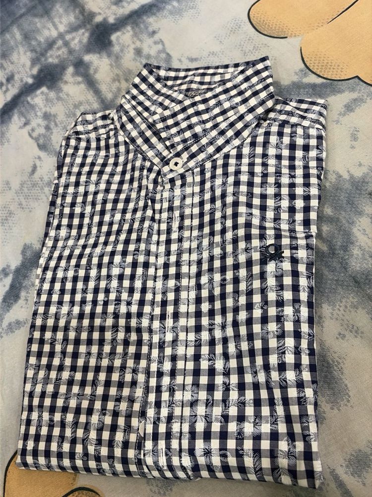 Men's Blue Checkered Casual Shirt