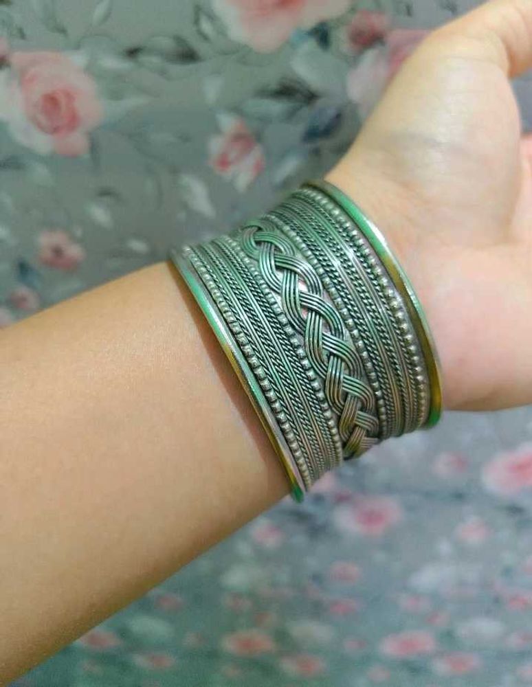 Intricate Silver Tone Cuff Bracelet