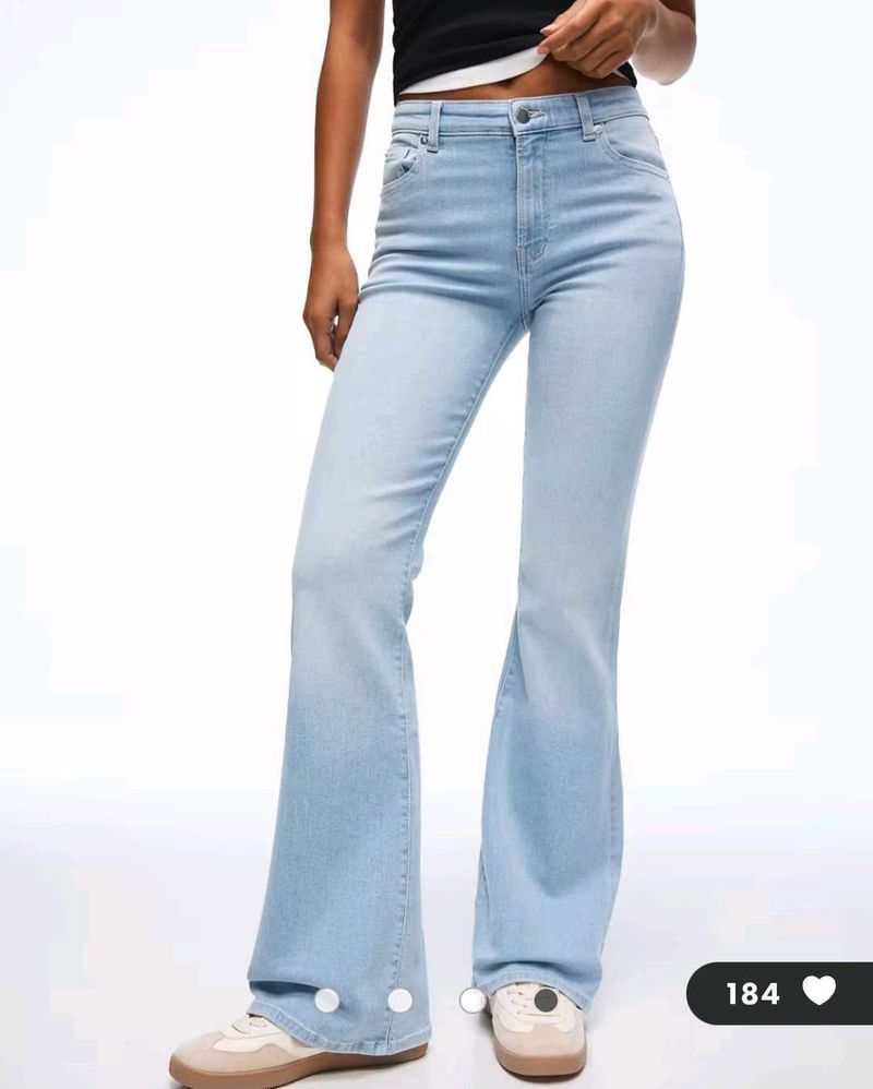 BERSHKA -Light Wash Blue Flared Jeans