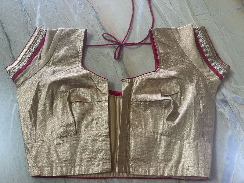 Gold Embroidered Saree Blouse