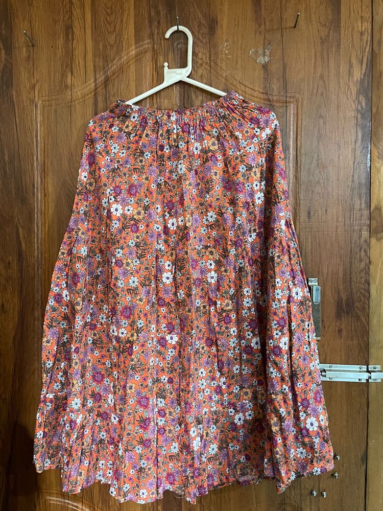 Floral Print Peasant Blouse